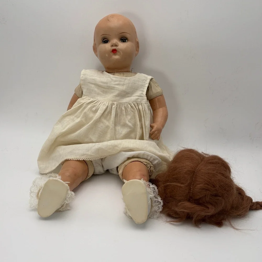 Vintage 1930s Mama Doll Composition Cloth Body Sleep Eyes Antique 20